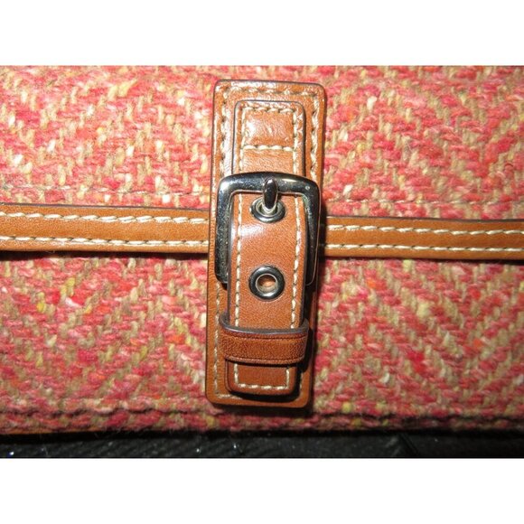 Coach Scaro Hampton Soho Herringbone Camel Leather Rose Tweed Wool Wristlet - Picture 13 of 15